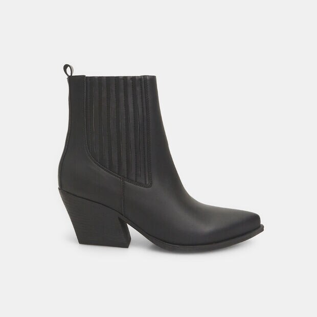 Texanische Damenstiefeletten mit mittelhohem Absatz, Schwarz