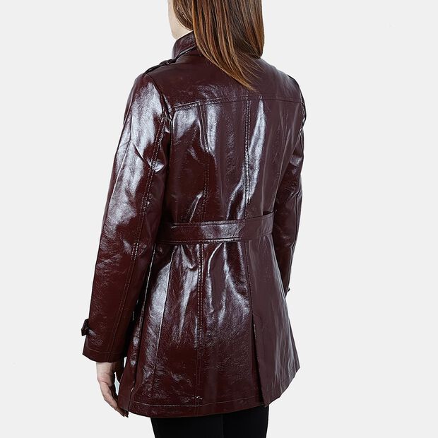 Women's Patent Effect Trench Coat Bata, Bordeaux