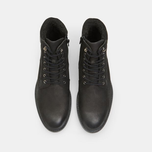 BATA Men's Leather Lace-up Ankle Boot, Black