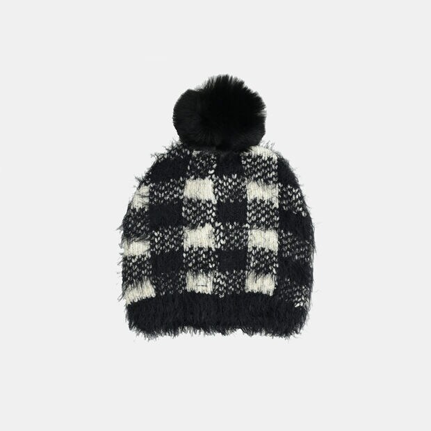 M&uuml;tze mit Lurex-Details und Pom Pom, Mehrfarbig