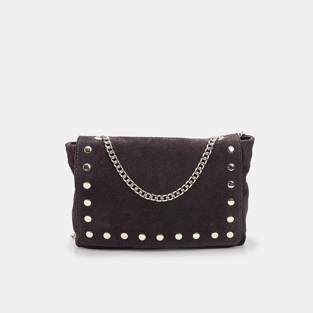 Women's suede crossbody bag with studs Bata, Brown