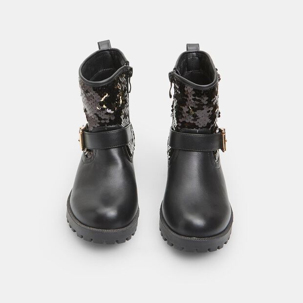 Mädchen Stiefeletten mit Pailletten, Schwarz