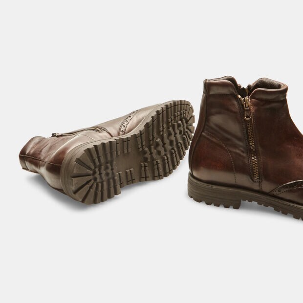 Herren Brogue Lederstiefeletten mit Rei&szlig;verschluss, Braun
