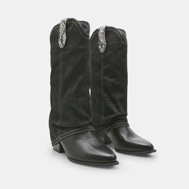 Bottes &agrave; talon pour femme avec d&eacute;tails imprim&eacute;s python Bata Red Label, Noir