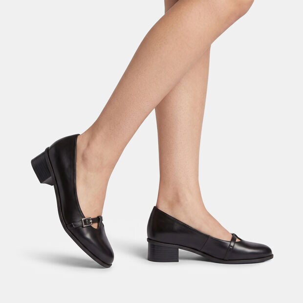 Damen-Pumps aus Leder mit Blockabsatz und Bata-Riemchen, 