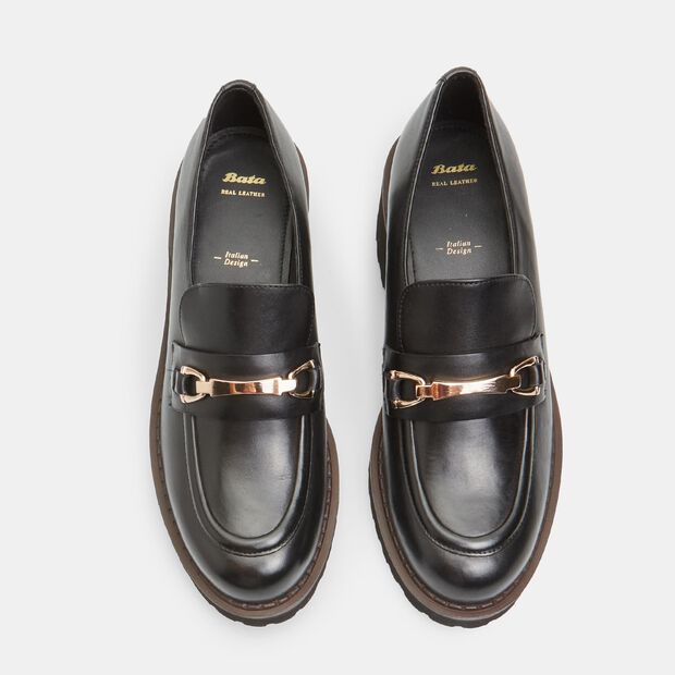 Women's Leather Loafer with Heel by BATA, 