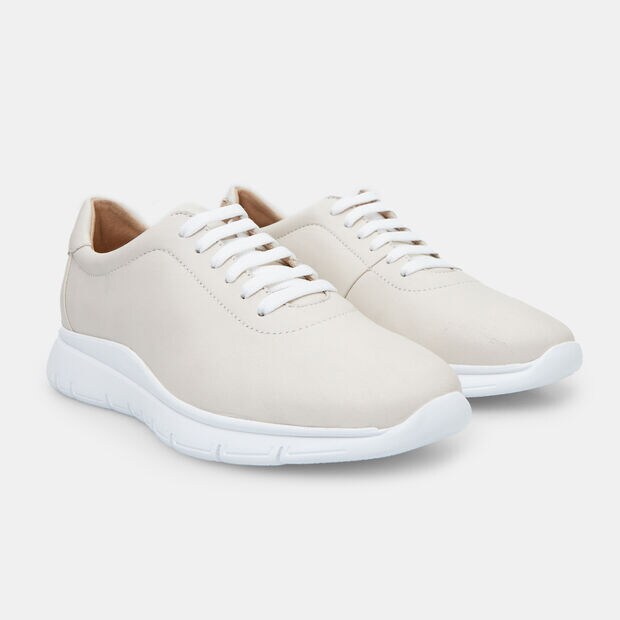 Chaussures &agrave; lacets en cuir pour femme, Beige