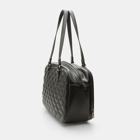 Women's Bowling Bag with Quilted Effect, Black