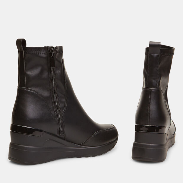 Bottines pour femme chaussettes avec semelle rehauss&eacute;e, Noir