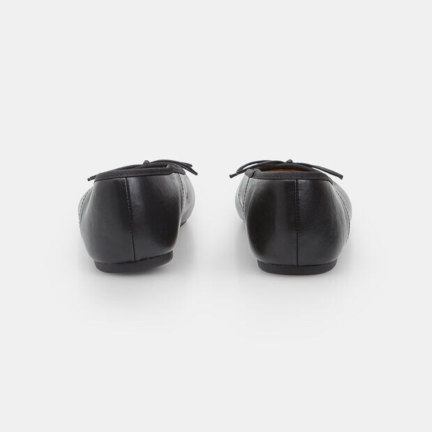 Ballerine plates pour femme Bata avec bordure et n&oelig;ud noir, 