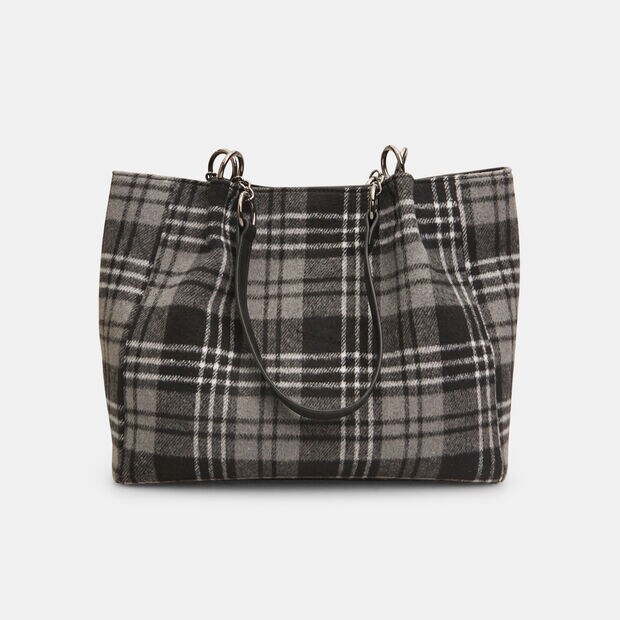 Damen-Schultertasche mit Tartan-Effekt, 