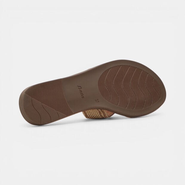 Women's flat woven slippers, Nude