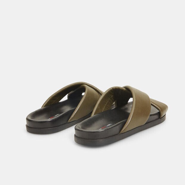 Bata Red Label Men's Leather Flip Flops with Cross Straps, 
