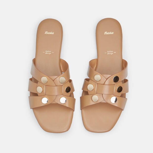 Women's Flat Mule, Tan