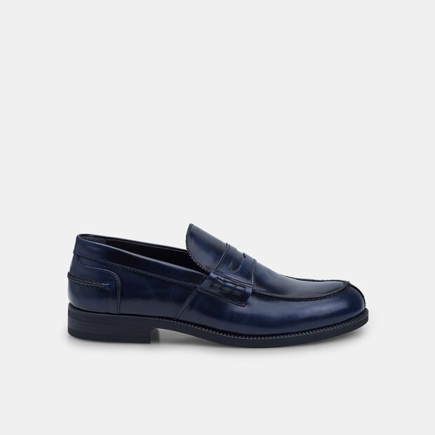 Men's leather loafer, Blue