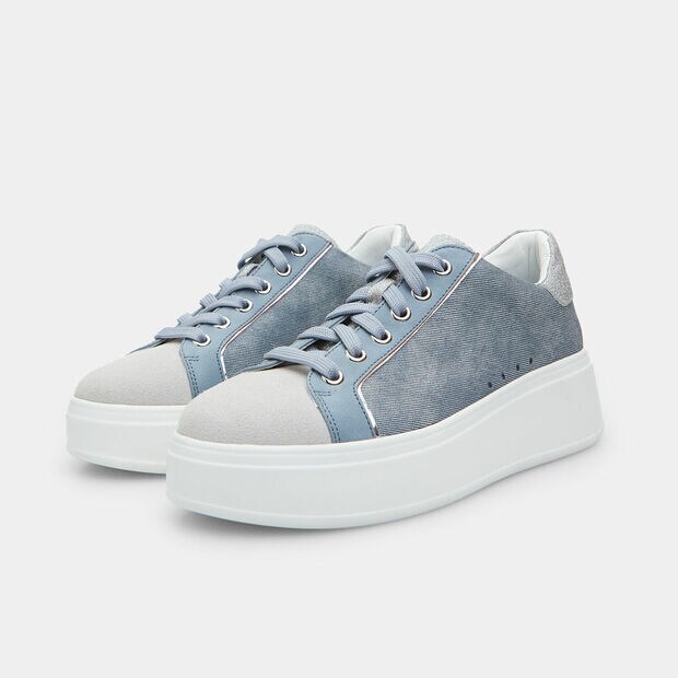 Damen Sneakers mit 3 cm Platform-Sohle, Blau