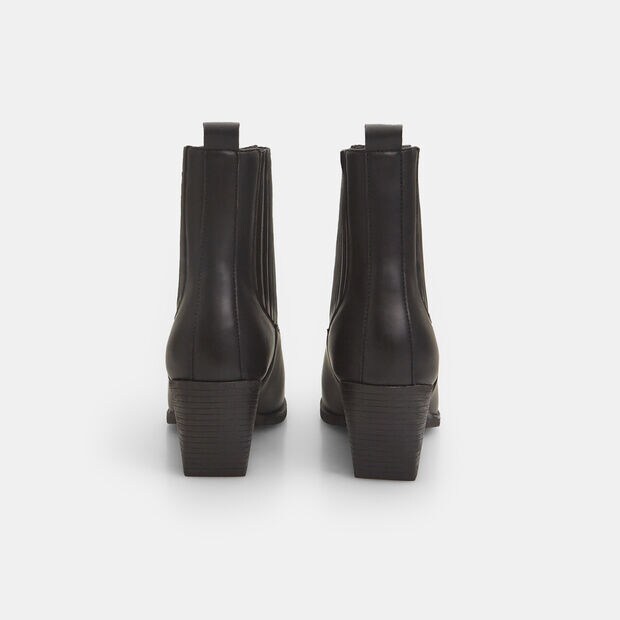 Texanische Damenstiefeletten mit mittelhohem Absatz, Schwarz