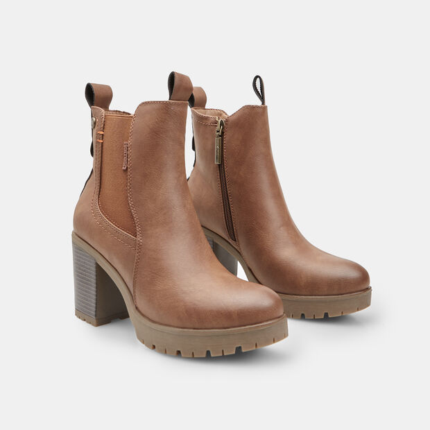 Chelsea-Stiefelette für Damen mit Absatz Refresh, Braun