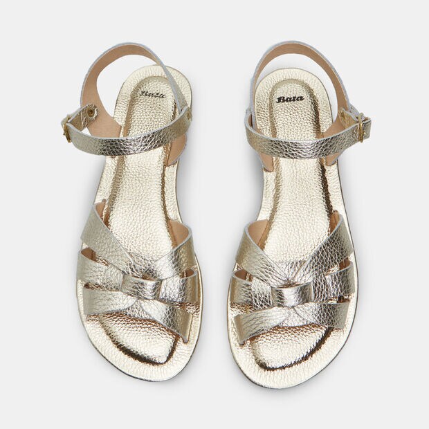 Women's Leather Sandal, Gold