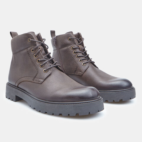 Lace-up leather ankle boot for men Bata, Brown