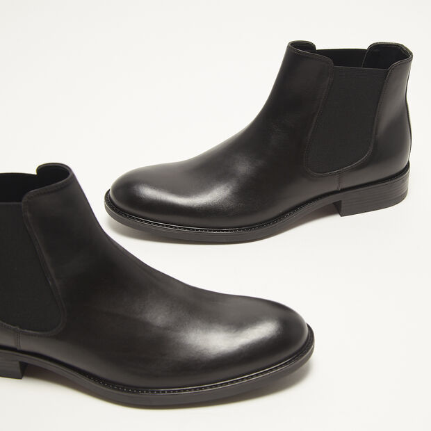 Herren Chelsea Stiefeletten aus Leder, Schwarz
