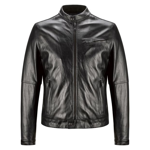 Men's Leather Biker Jacket, Black