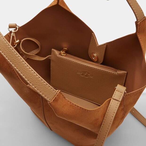 Women's handbag in Bata microfiber, Tan