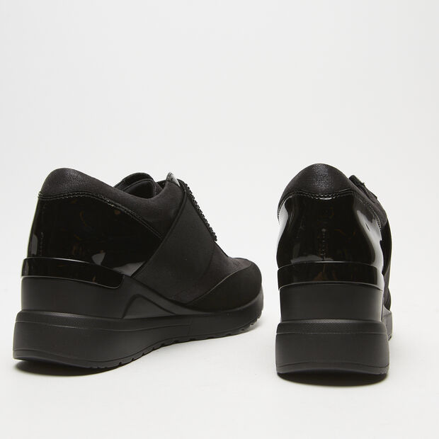 Damen-Sneaker mit Keilabsatz, Schwarz