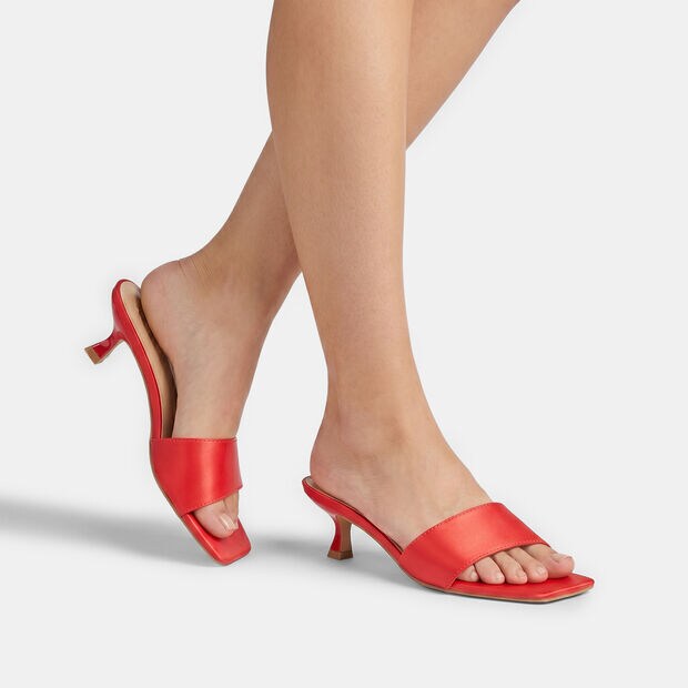 Women's sandal with matching strap and heel, Red