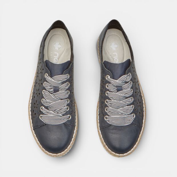 Baskets pour femmes en cuir perfor&eacute; Rieker, Bleu