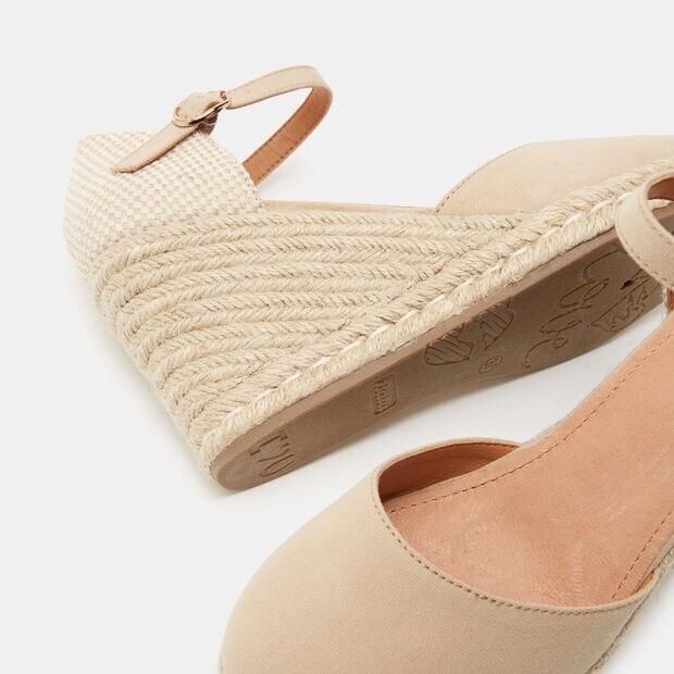 Damen Espadrillas mit 8 cm Keilabsatz BATA, Beige