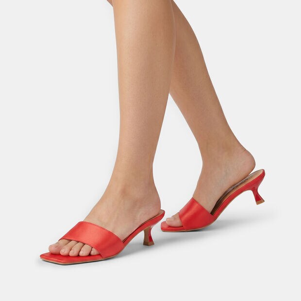 Women's sandal with matching strap and heel, Red
