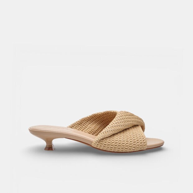 Bata women's sandal with heel and crossed strap, Brown