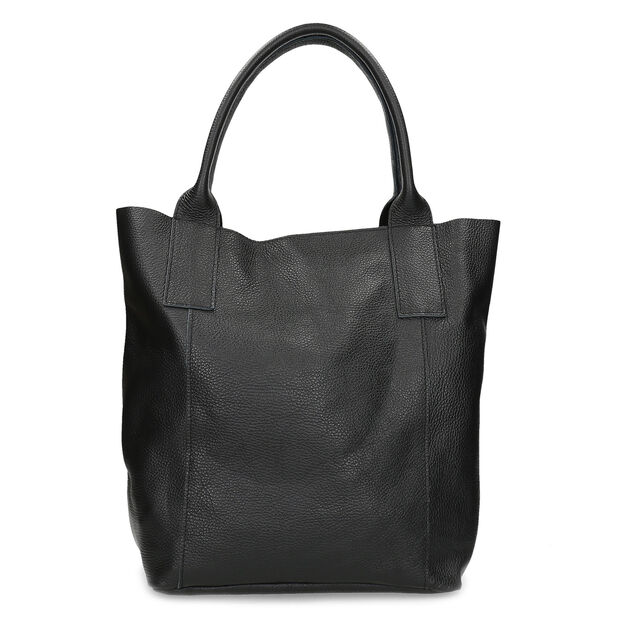 Sac shopper en cuir, Noir