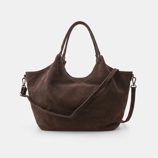 Women's suede shopper bag model by Bata, Brown