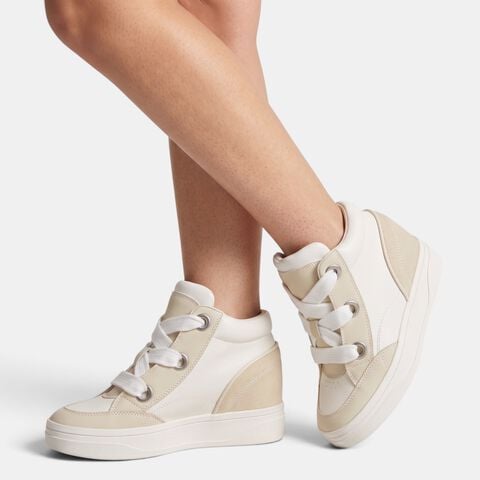 Baskets pour femme &agrave; semelle compens&eacute;e Bata, Blanc