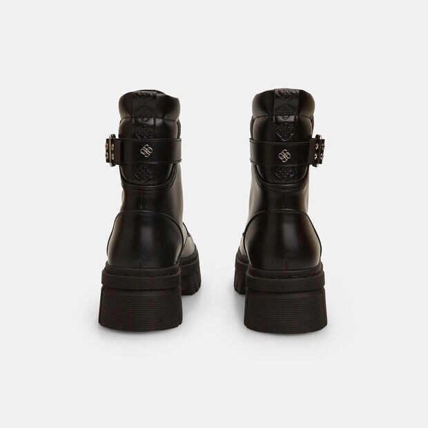 Stiefeletten f&uuml;r Damen mit Rei&szlig;verschluss und Nieten, Schwarz