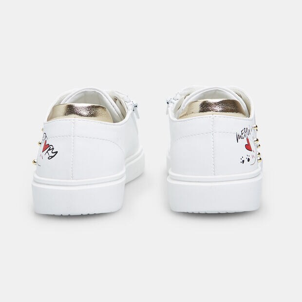 Girls Sneaker with Zipper, White