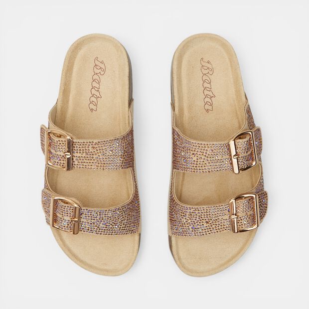 Damen-Slides mit Mikro-Strass, 