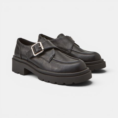 Women's monk shoe with Bata track sole, Black
