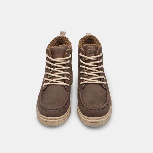 Lace-up women's ankle boot in suede Weinbrenner, Brown