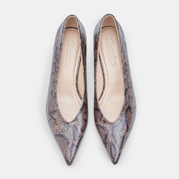 Women's low-heeled pointed shoes, Brown
