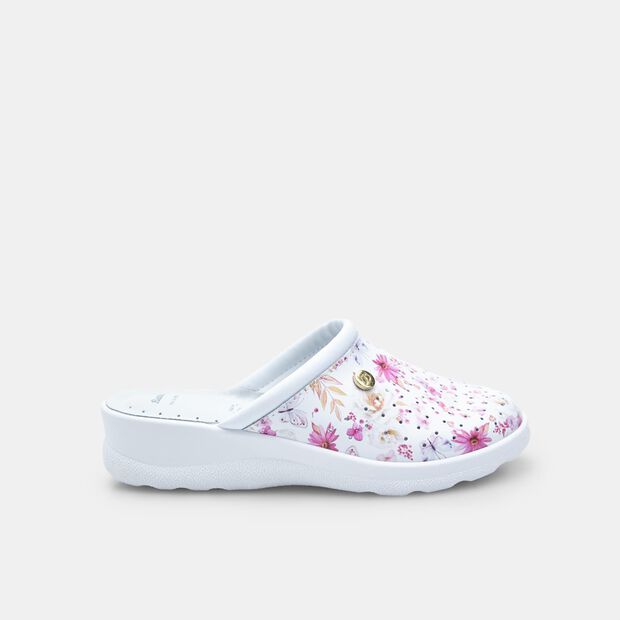 Pantoufle pour femme en cuir, Fuchsia