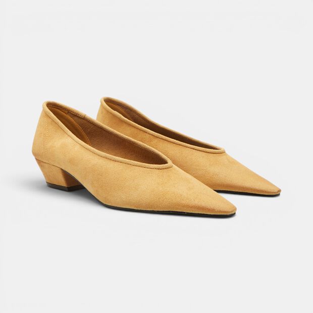 Damen-Pumps mit bezogenem Absatz und Bata-Spitze, Hellbraun