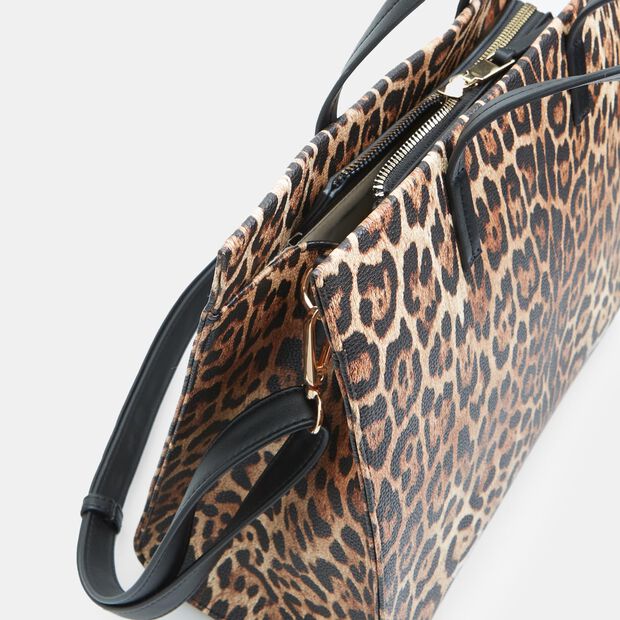 Damen Shopper mit Rei&szlig;verschluss und Umh&auml;ngeriemen, Animalier
