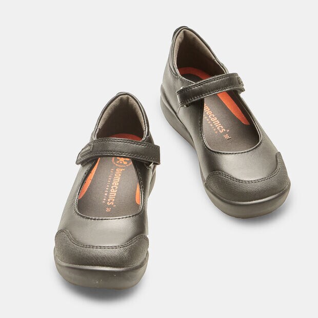 Ballettschuh aus Leder mit Riemen f&uuml;r M&auml;dchen, Schwarz