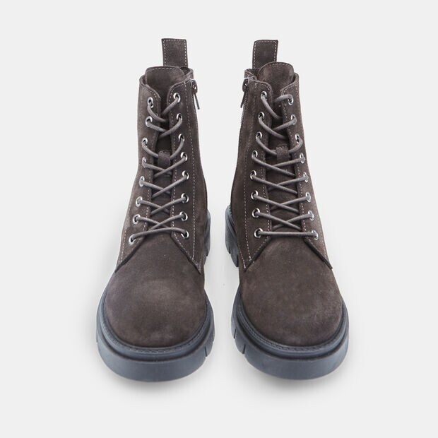 Women's lace-up suede ankle boots, Brown