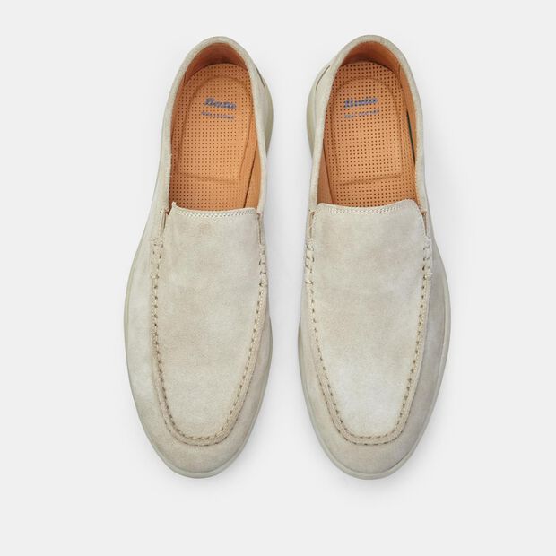 BATA Men's Suede Loafers, Beige
