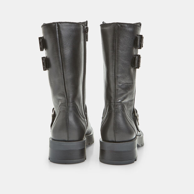 Bottine en cuir avec double boucle pour femme Bata, Noir
