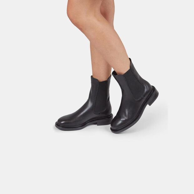 Damen Chelsea Stiefelette aus Leder, Schwarz